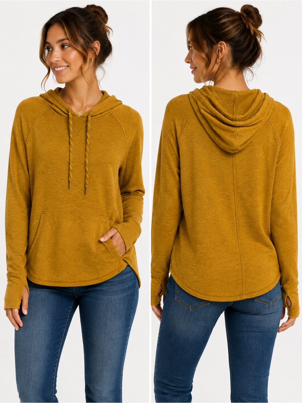 Title 9 Women French Terry Hoodie Raglan Stitching Thumbholes‎ Pullover Large